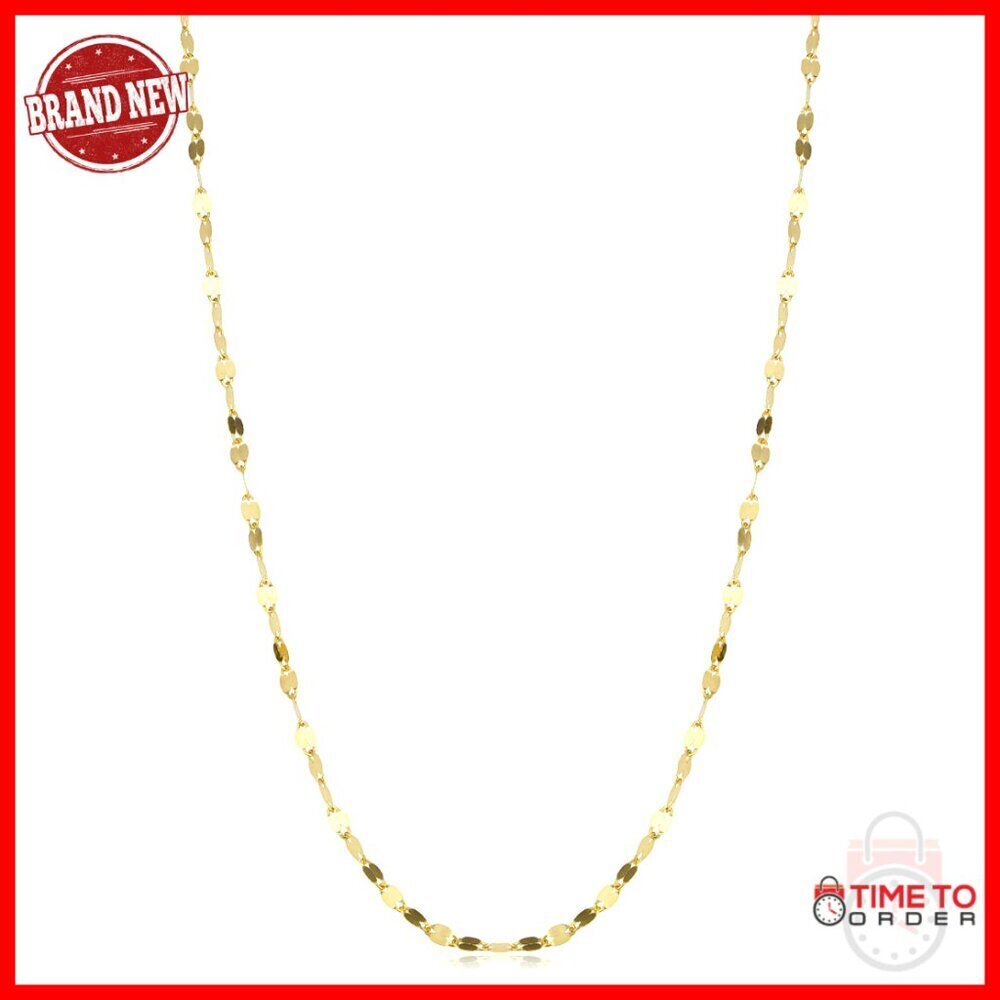 14K Solid Yellow Gold Mirror Link Chain Necklace 1.9mm 18 Inch